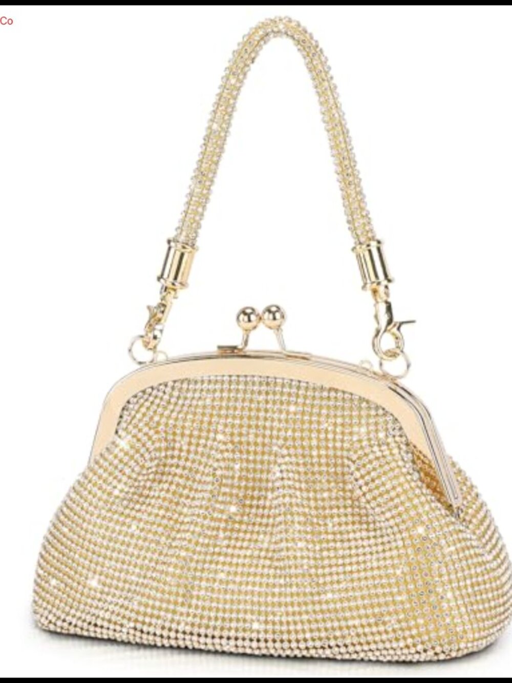 Rhinestone Clutch Evening Bag Kiss Lock Detachable Chain Formal Party Purse
